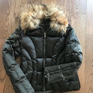 Andrew Marc Goose Down Coat W/ Raccoon Fur Collar